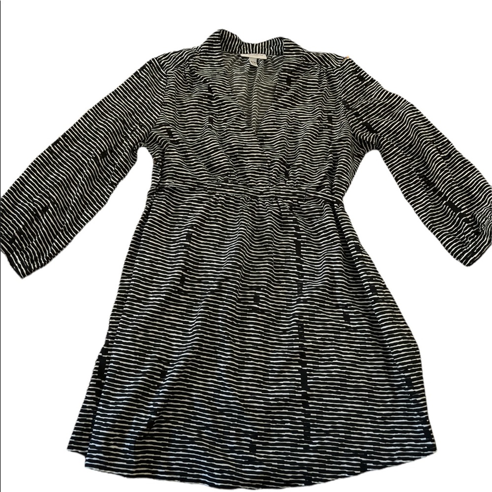 Liz Lange Maternity Women XS Black White Striped Tie Back 3/4 Sleeve‎ Pullover